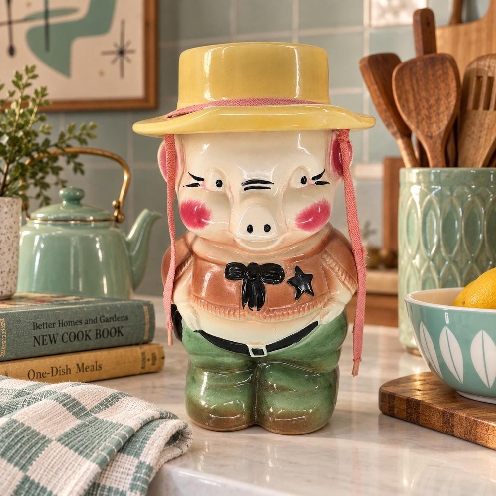 Vintage RRP Sheriff Pig Cookie Jar No 363 Roseville Ohio 1950s